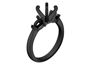 three stone ring round-pear Model Cetak 3D