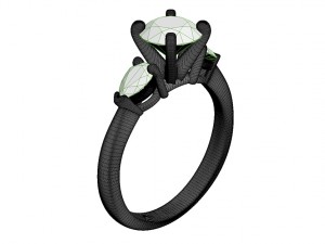 three stone ring round-pear Model Cetak 3D