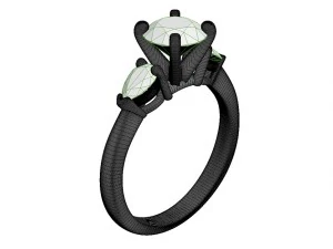 three stone ring round-pear 3D Print Model