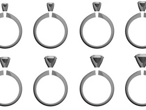 set from eight solitaire ring 3d print model 3D Print Model