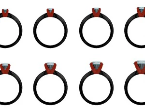 set from eight solitaire ring 3d print model 3D Print Model