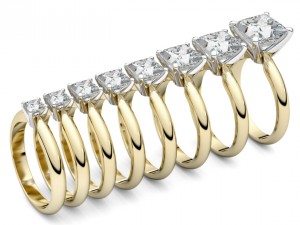 set from eight solitaire ring - princess 3d print model 3D-printmodel
