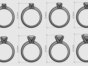 set from eight solitaire ring - princess 3d print model 3D Принт Модель