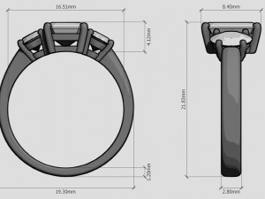 three stone ring 3d print model 3D Print Model