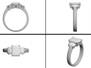 three stone ring 3d print model 3D Print Model