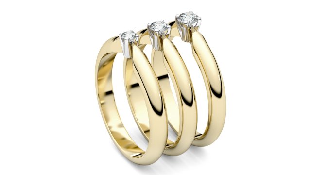 set from three solitaire ring 3d print model Modelo de Impressão 3D .c4d .max .obj .3ds .fbx .stl .blend 