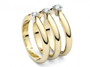 set from three solitaire ring 3d print model 3D-printmodel