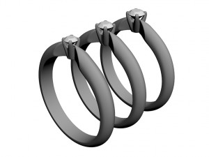 set from three solitaire ring 3d print model Modelo de Impressão 3D