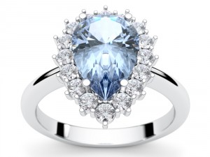 halo pear tanzanite ring Model Cetak 3D