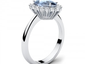 halo pear tanzanite ring Model Cetak 3D