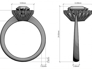 halo pear tanzanite ring Model Cetak 3D