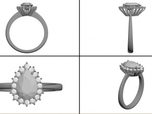 halo pear tanzanite ring Model Cetak 3D