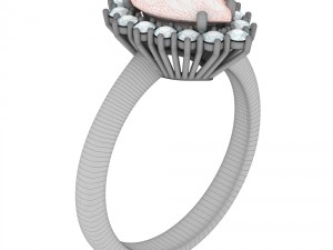 halo pear tanzanite ring Model Cetak 3D