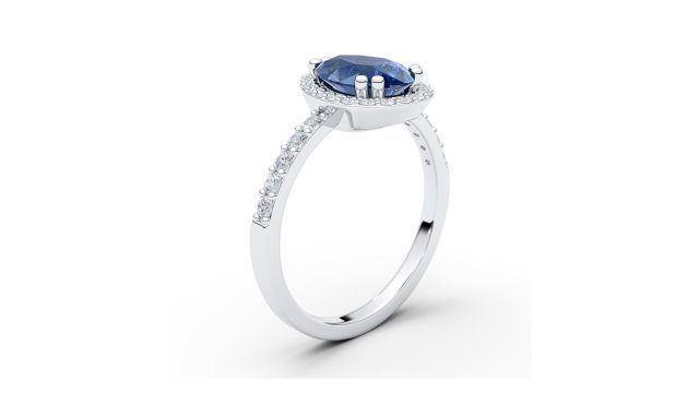 halo pear sapphire ring 3D 프린트 모델 .c4d .max .obj .3ds .fbx .stl .blend 