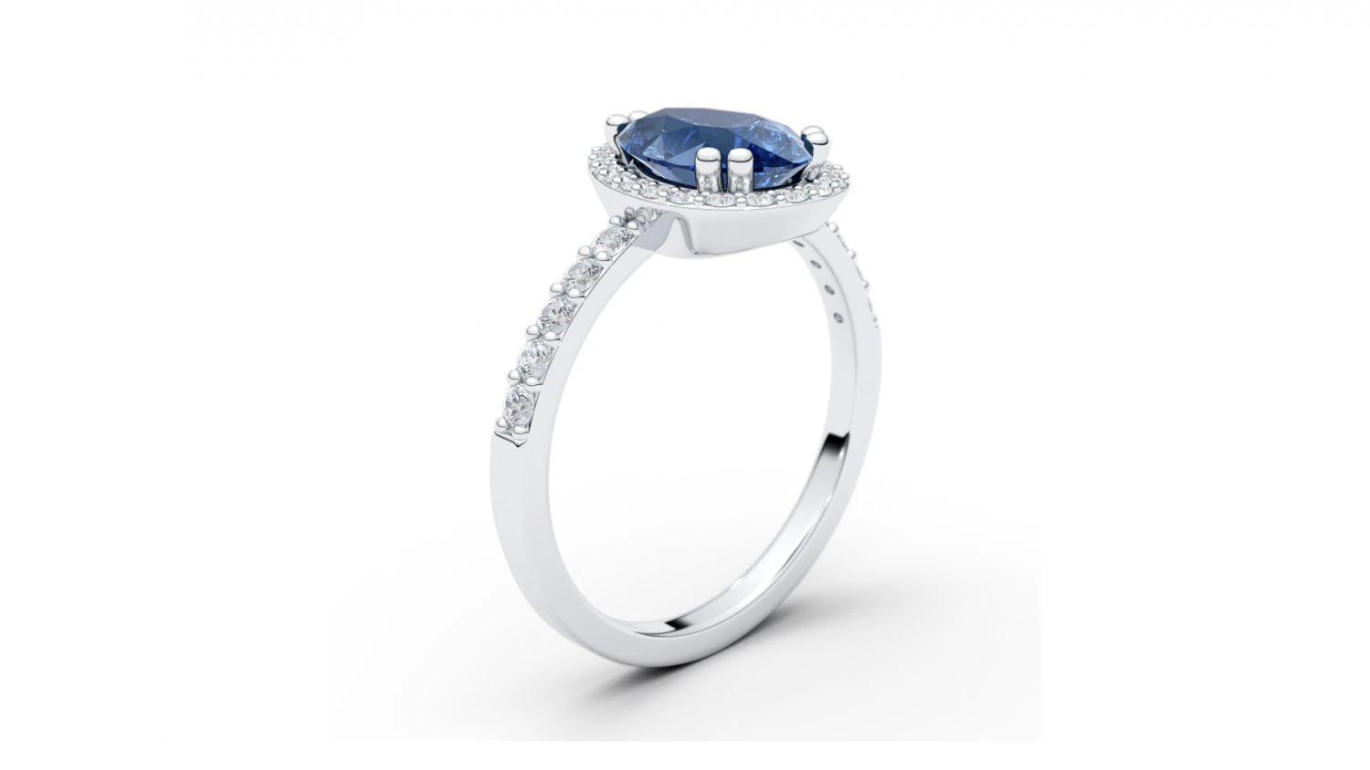 halo pear sapphire ring 3D Print Model .c4d .max .obj .3ds .fbx .stl .blend 