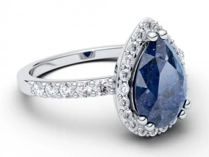 halo pear sapphire ring 3D Print Model