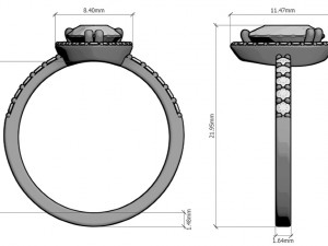 halo pear sapphire ring 3D 프린트 모델