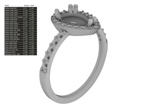 halo pear sapphire ring 3D 프린트 모델
