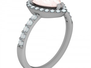 halo pear sapphire ring 3D 프린트 모델