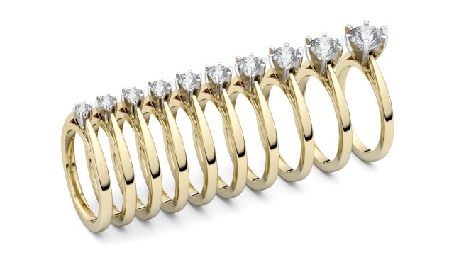 set from ten solitaire ring 3D Print Model .c4d .max .obj .3ds .fbx .stl .blend 