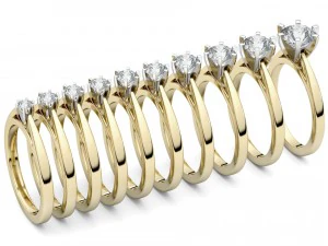 diatur dari sepuluh cincin solitaire Model Cetak 3D