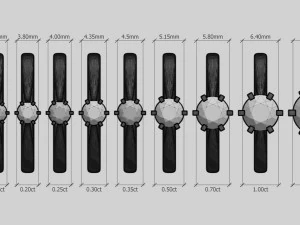 set from ten solitaire ring 3D Print Model