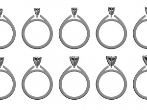 set from ten solitaire ring 3D Print Model