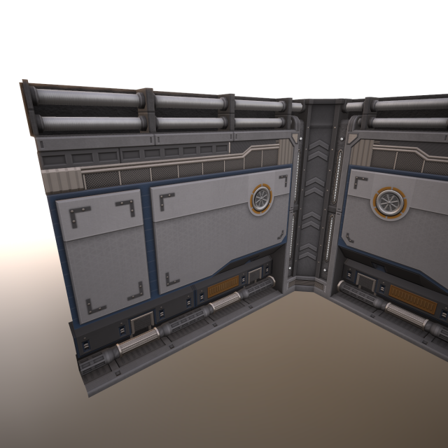 sci-fi wall 3D-Modell .c4d .max .obj .3ds .fbx .stl .blend 