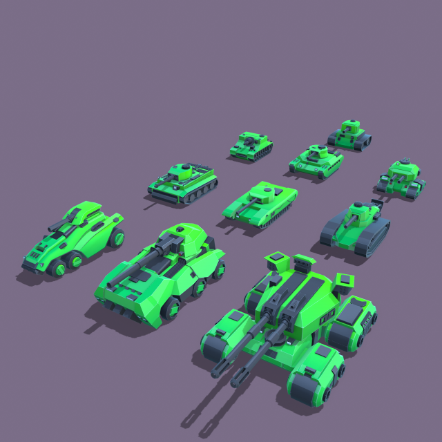 stylized tanks pack low-poly Modèle 3D .c4d .max .obj .3ds .fbx .stl .blend 