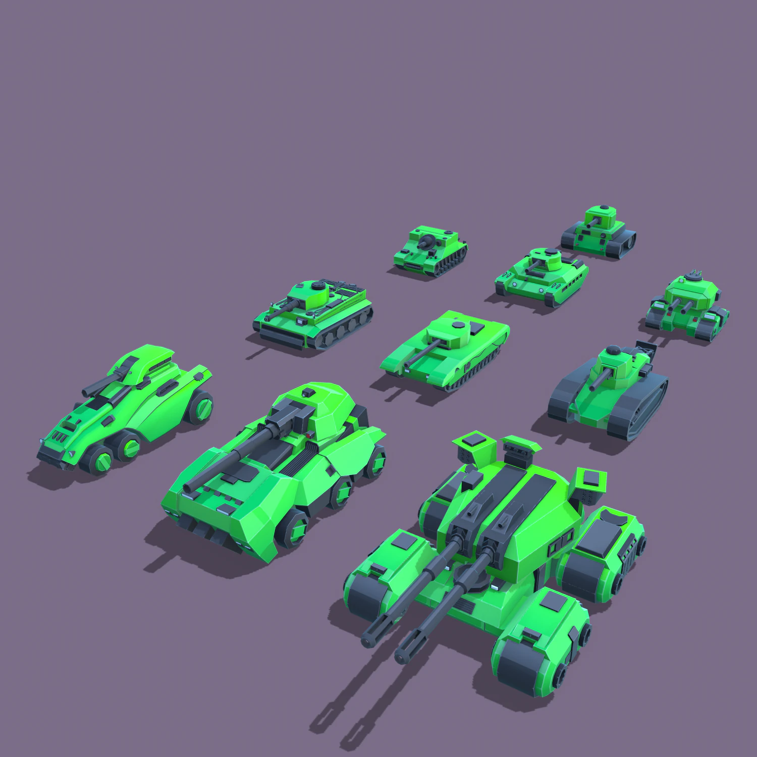stylized tanks pack low-poly 3D Model .c4d .max .obj .3ds .fbx .stl .blend 