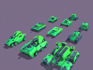stylized tanks pack low-poly 3D Model
