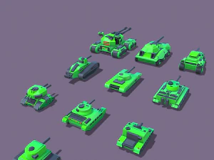 stylized tanks pack low-poly 3D Model