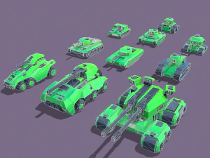 stylized tanks pack low-poly 3D Model