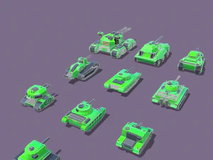 stylized tanks pack low-poly 3D Model