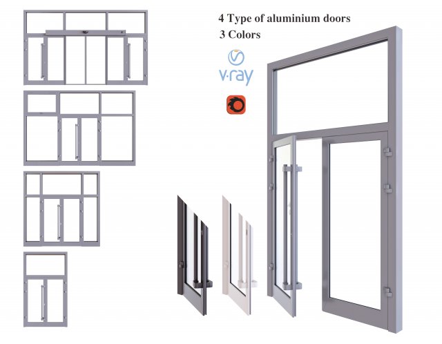 aluminium door Model 3D .c4d .max .obj .3ds .fbx .stl .blend 