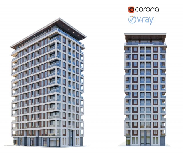 residential building 3D 模型 .c4d .max .obj .3ds .fbx .stl .blend