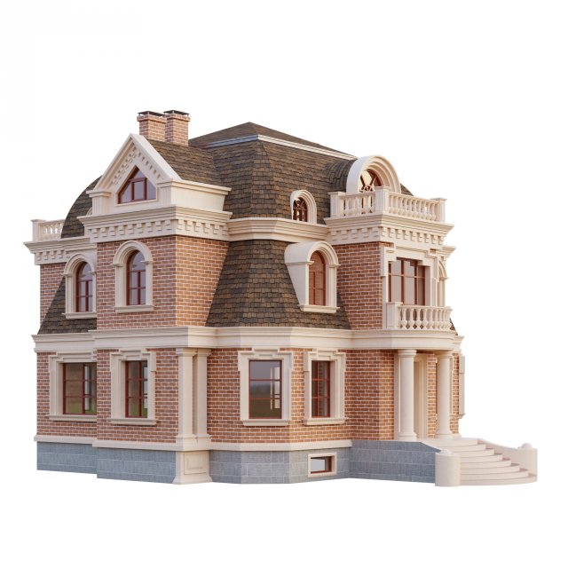 brick house 3D Модель .c4d .max .obj .3ds .fbx .stl .blend 