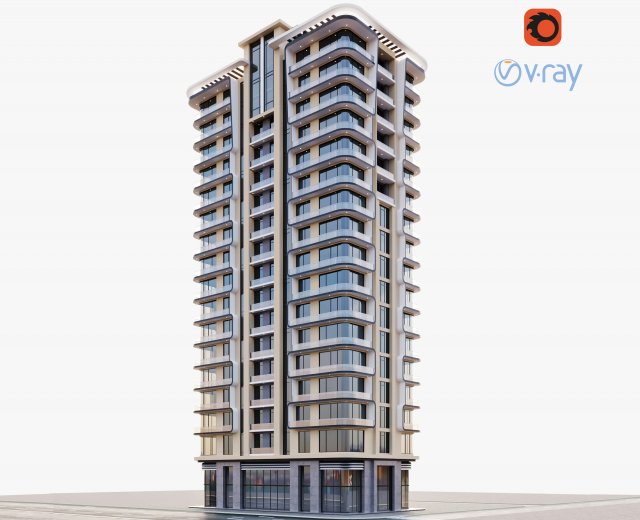 modern residential building Modèle 3D .c4d .max .obj .3ds .fbx .stl .blend 