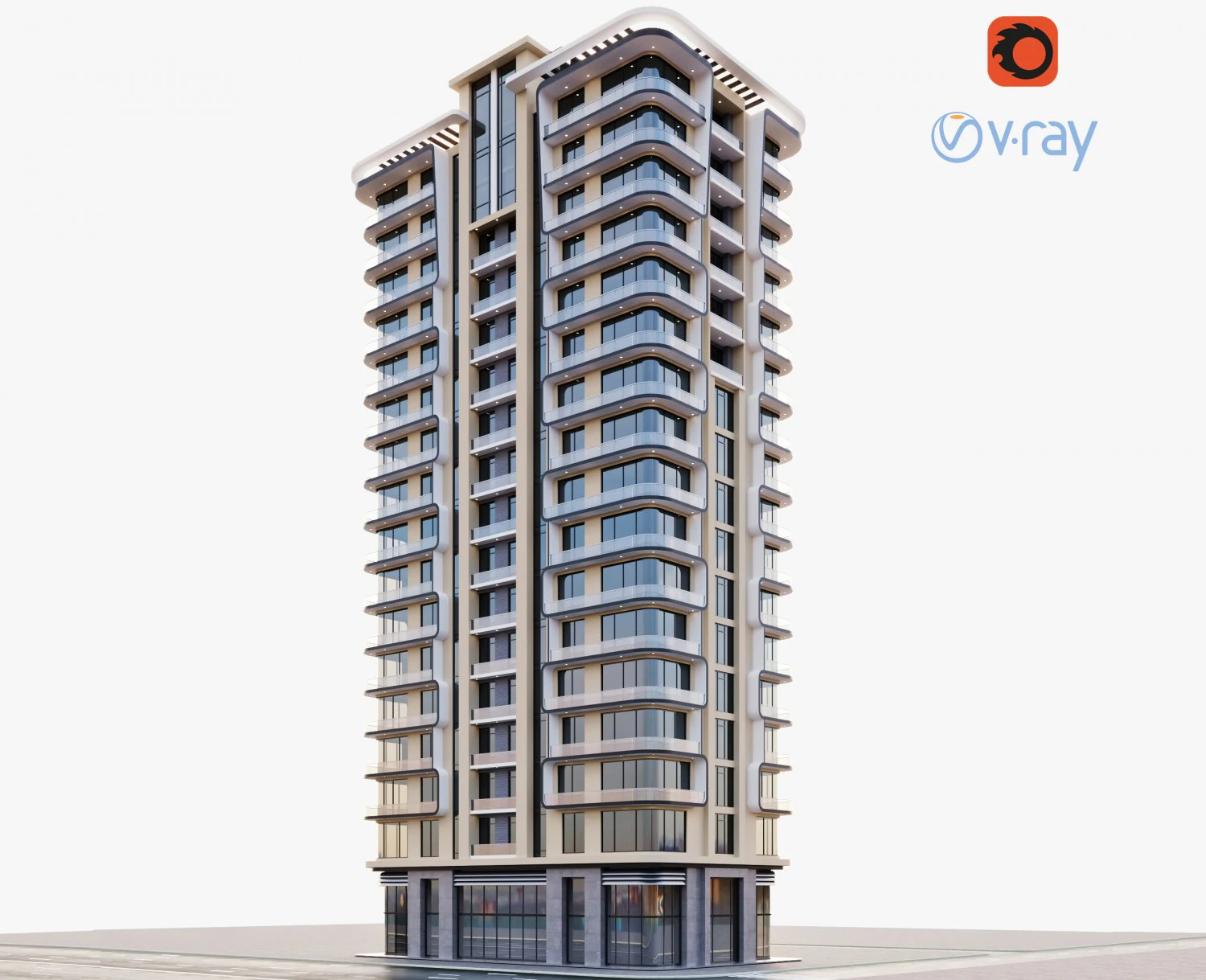 modern residential building 3D Model .c4d .max .obj .3ds .fbx .stl .blend
