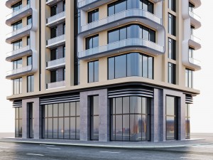 modern residential building Modèle 3D