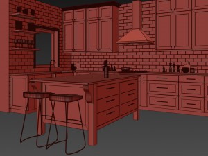 green kitchen 3D Model