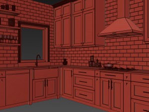 green kitchen 3D Model