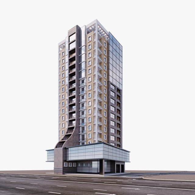 modern building 3D Model .c4d .max .obj .3ds .fbx .stl .blend