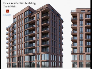 brick residential building 3D Model