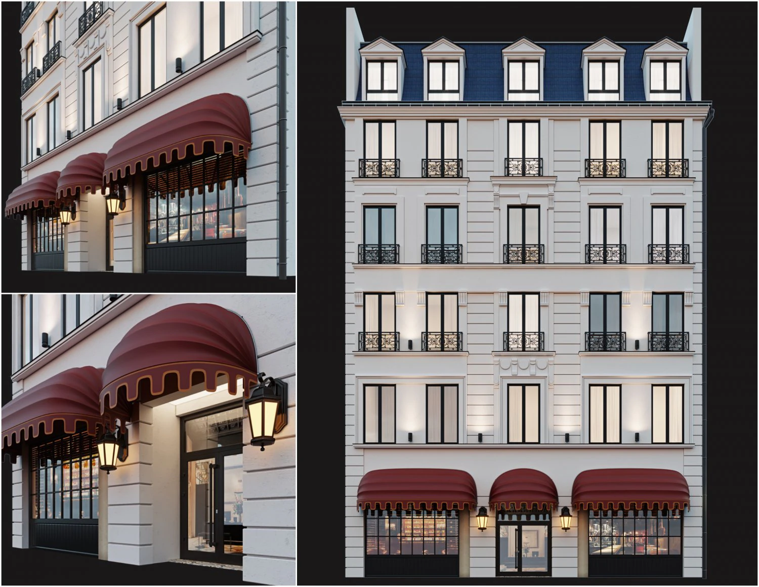 klasik otel cephesi 3D Model .c4d .max .obj .3ds .fbx .stl .blend 