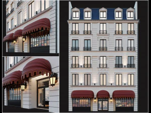 Классический фасад отеля 3D Модель