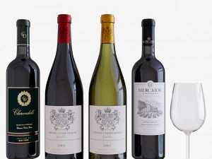 शराब की बोतल सेट 2 3D मॉडल