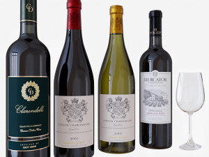 wine bottle set 2 3D Модель