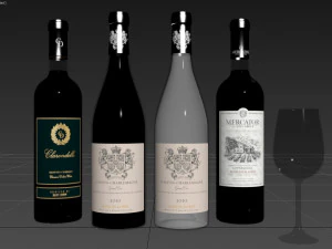 wine bottle set 2 3D Model