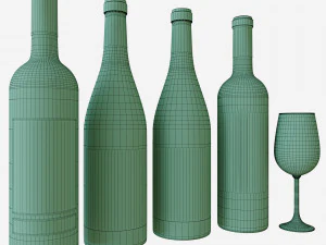 wine bottle set 2 3D Model
